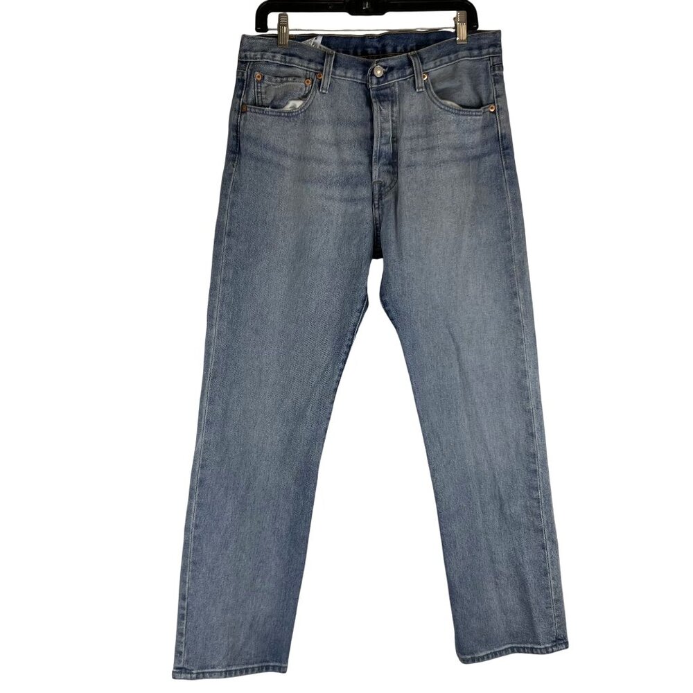Levis 501 Original Fit Mens Straight Leg Jeans Light Wash Denim Button Fly 33X30
